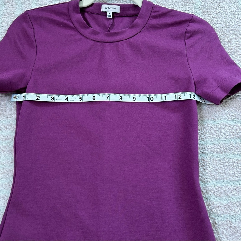 Aritzia Sunday Best Purple Ponte Knit Stretch Mini T Shirt Dress SZ 4 Spring - Picture 7 of 10